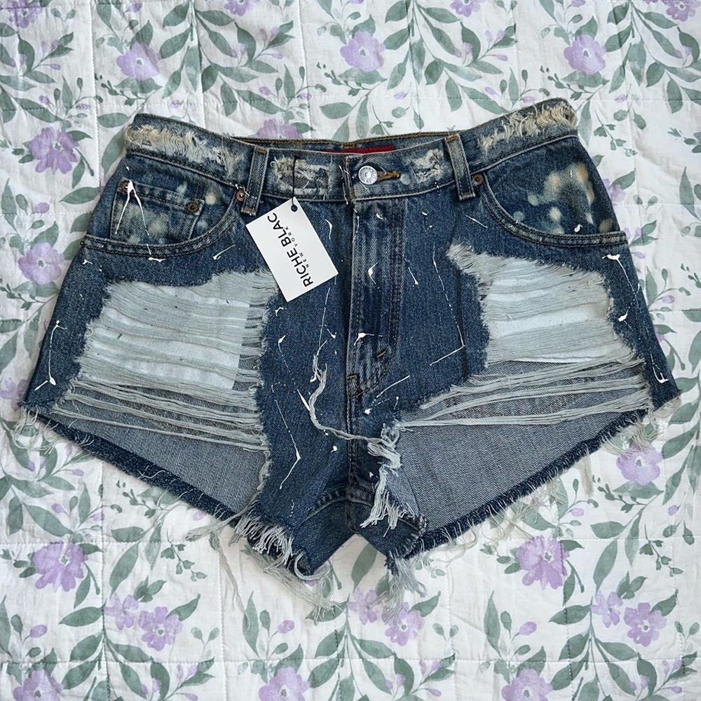 Brand New With Tags Custom Riche Blac Levi Jean Shorts Size 10